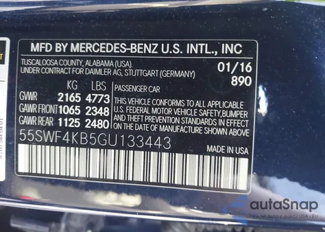 2016 Mercedes-Benz C 300 4Matic/Luxury 4Matic/Sport 4Matic from USA, damaged, VIN 55SWF4KB5GU133443